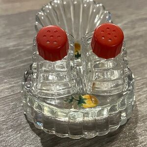 Vintage glass salt and pepper shakers